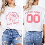 Camiseta Escuadrón de mamás de béisbol personalizado con nú<br><div class="desc">Eleva tu estilo de juego con nuestro equipo de béisbol Mom Squad, ahora personalizable con el nombre y número del equipo. Perfecto para apoyar a tu pequeño baboso en el diamante o animar cada una de sus jugadas en tee-ball o softball. Este tee personalizado es esencial para cualquier ropero orgulloso...</div>