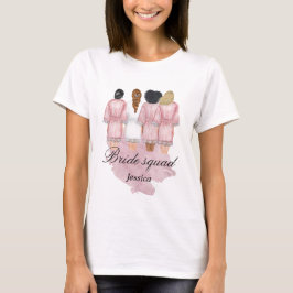 Camiseta escuadrón de novias boda bata monograma rosa
