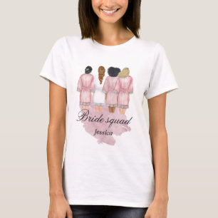 Camiseta escuadrón de novias boda bata monograma rosa