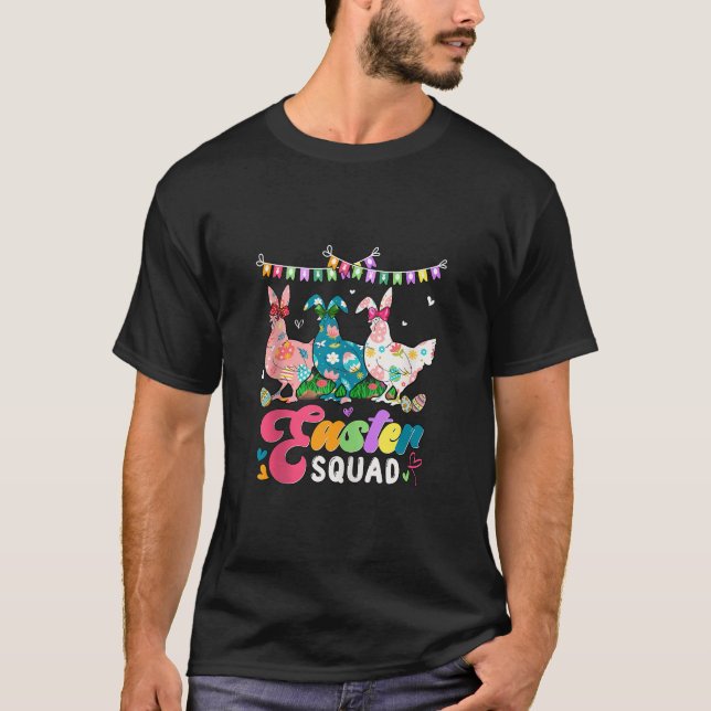 Camiseta Escuadrón de Pascua Tres Pollos De Conejo Floral B (Anverso)