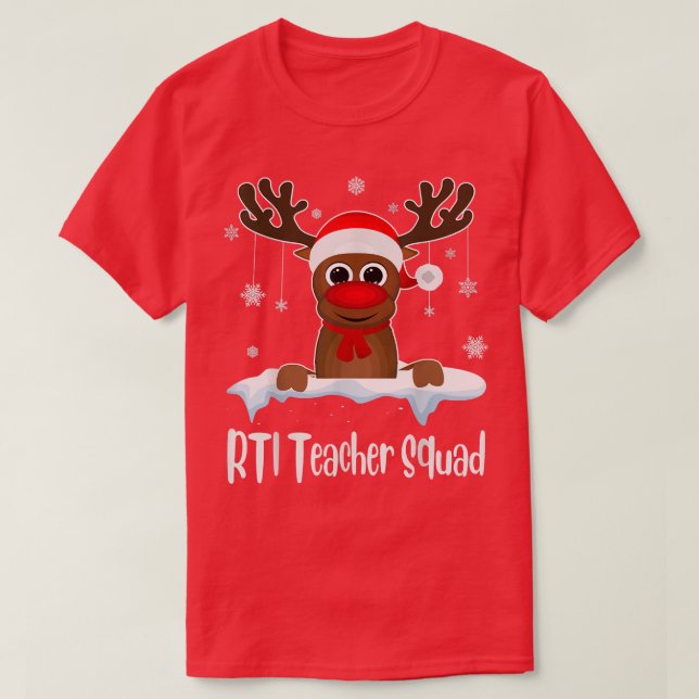 Camiseta Escuadrón de profesores de RTI Xmas reno Santa Hat (Diseño del anverso)