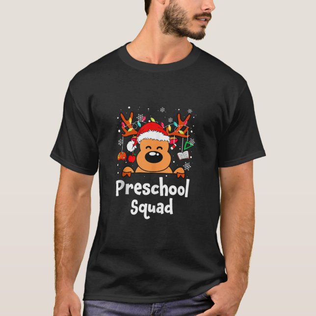 Camiseta Escuadrón de renos de clase preescolar Santa Hat C (Anverso)