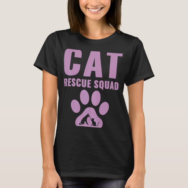 Camiseta Escuadrón de rescate de gatos de rescate animal (Anverso)