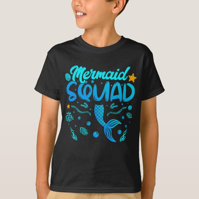 Camiseta Escuadrón De Sirenas Del Niño De Cumpleaños (Anverso)
