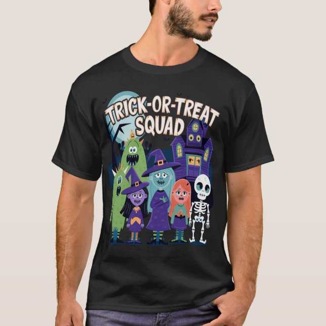 Camiseta Escuadrón de trucos o trucos - Diversión de Hallow (Anverso)