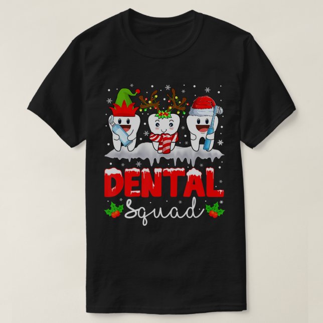 Camiseta Escuadrón Dental Dientes Santa Navidades de Renos  (Diseño del anverso)