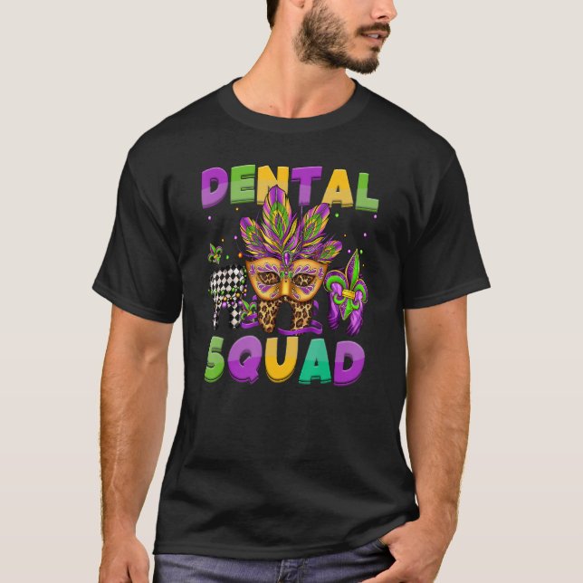 Camiseta Escuadrón Dental Mardi Gras Dientes Auxiliar Denta (Anverso)