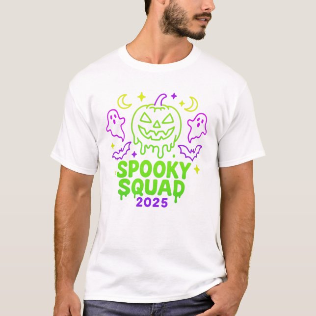 Camiseta Escuadrón espumoso 2025 Halloween Neon Ghost Pumpk (Anverso)