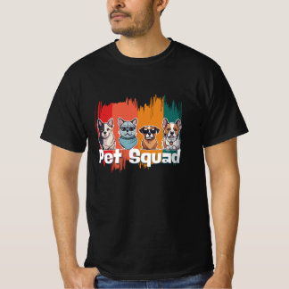 Camiseta Escuadrón mascota - Arte retro de perro y gato