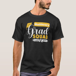 Camiseta Escuadrón negro de graduados blancos y amarillos 