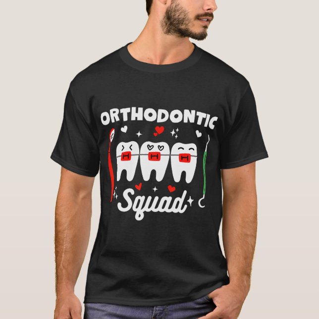 Camiseta Escuadrón Ortodoncista Ortodoncista Braces Dental  (Anverso)