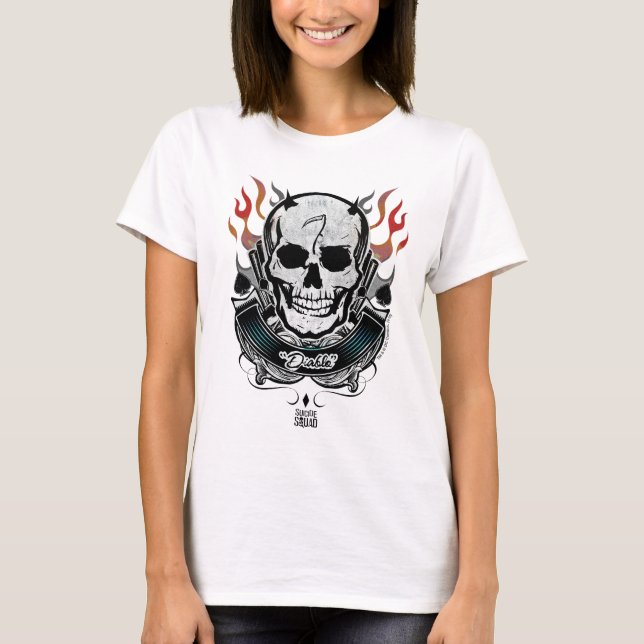 Camiseta Escuadrón suicida | Diablo Skull & Flames Tattoo A (Anverso)