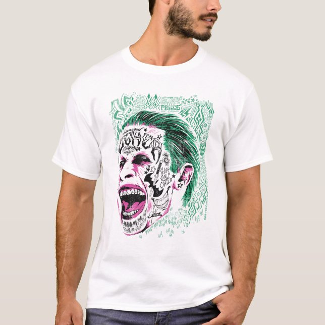 Camiseta Escuadrón suicida | Esbozo de cabeza de bromista d (Anverso)