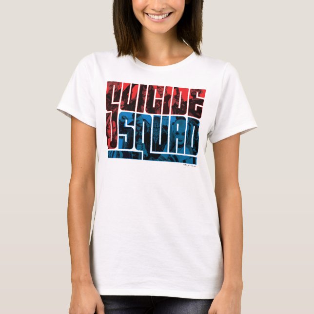 Camiseta Escuadrón suicida | Logo rojo y azul (Anverso)