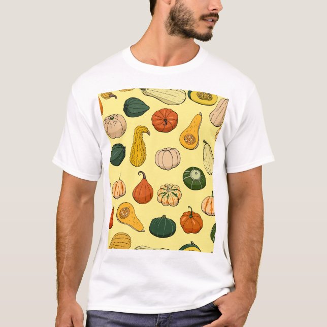 Camiseta Escuadrones dibujados a mano, patrón de verduras s (Anverso)