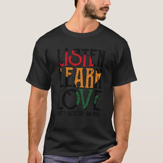 Camiseta Escucha Aprende Amar Al Profesor Africano Black Hi (Anverso)