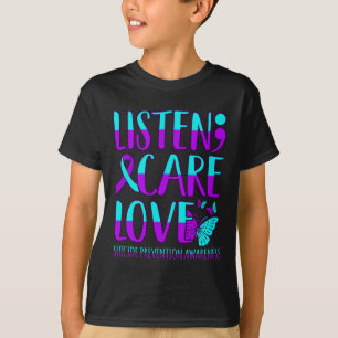 Camiseta Escucha Cuidar Amor Feliz Suicidio Prevención Awar