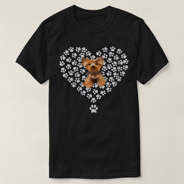 Camiseta Escucha de diseño de paw de perro de Yorkshire Ter (Diseño del anverso)