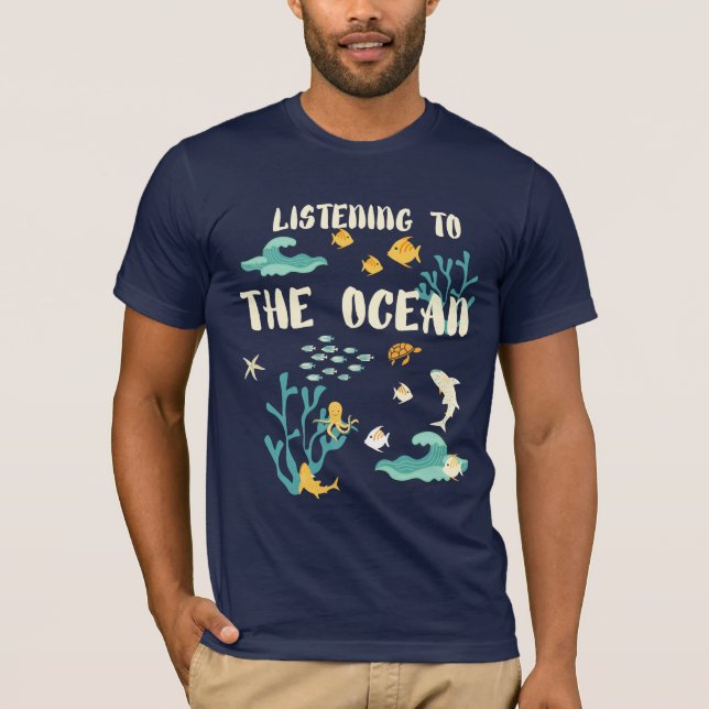 Camiseta Escuchando El Océano, Día De La Tierra, (Anverso)