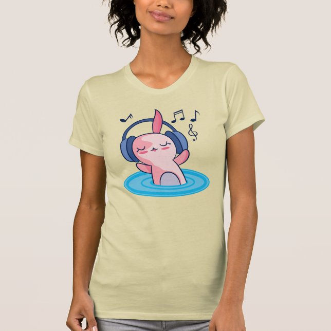 Camiseta Escuche De Música De Cute Axolotl (Anverso)