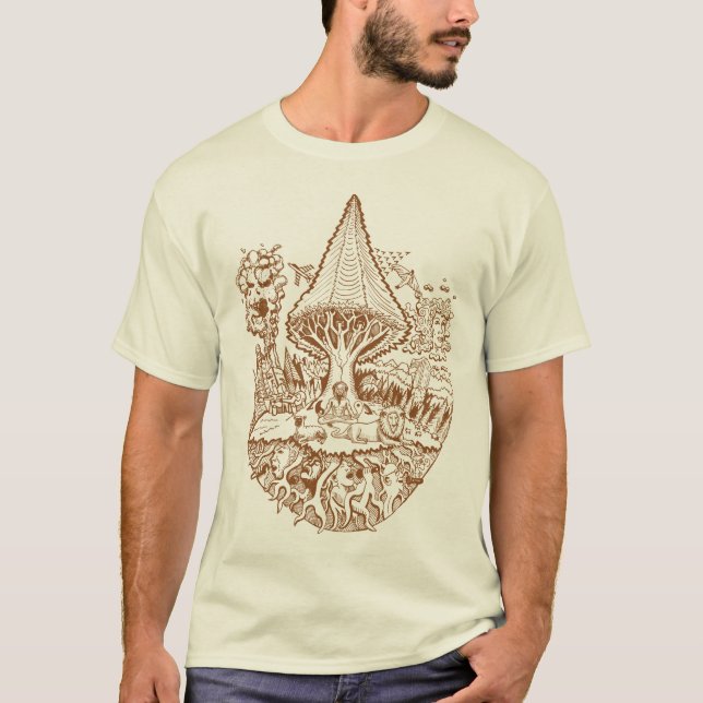 Camiseta Escuche la tinta de Brown de las raíces (Anverso)