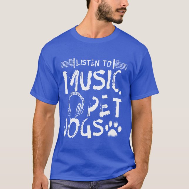 Camiseta Escuche música mascotas perros vintage (Anverso)