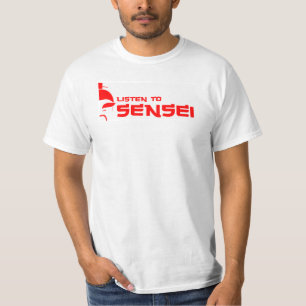 Camiseta Escuche Sensei (blanco/el rojo)