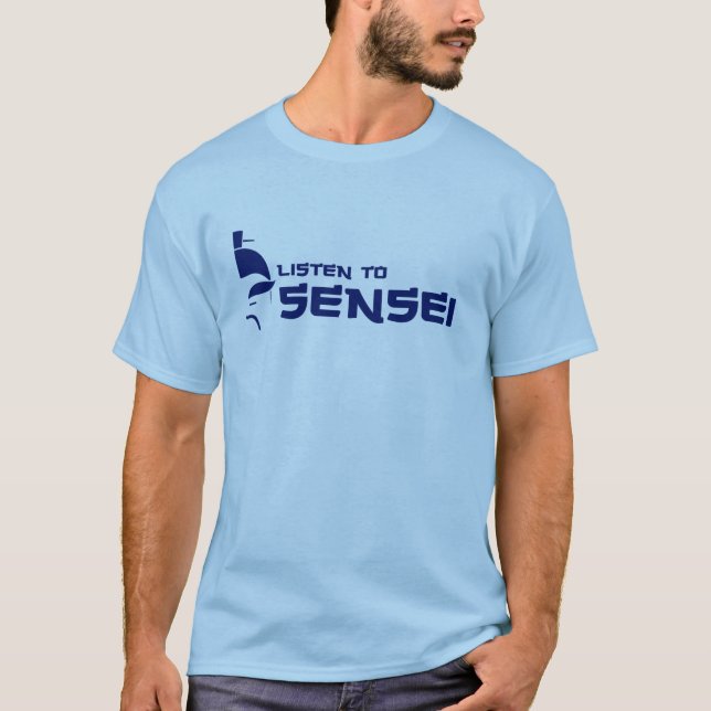 Camiseta Escuche Sensei (marina de guerra/el azul) (Anverso)