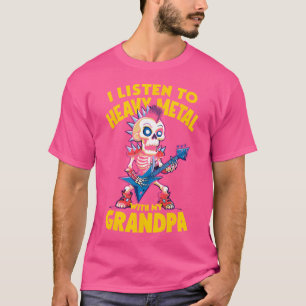 Camiseta Escucho A Pesado Metalizado Con El Esqueleto De Mi