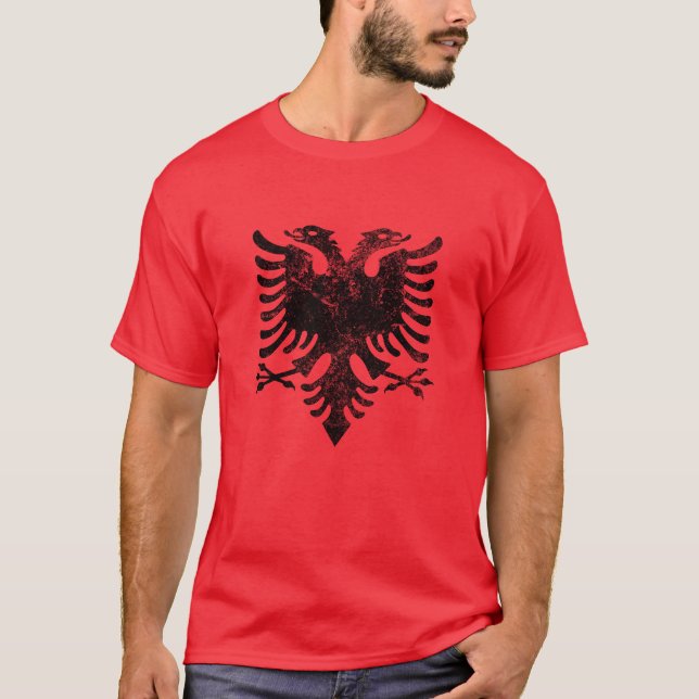 Camiseta Escudo de armas con águila albanesa angustiado (Anverso)