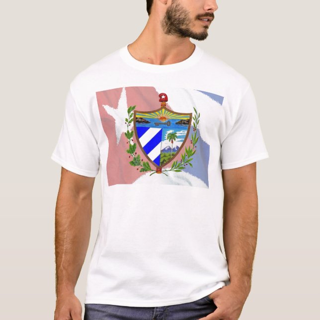 Camiseta Escudo de armas cubano con bandera cubana (Anverso)