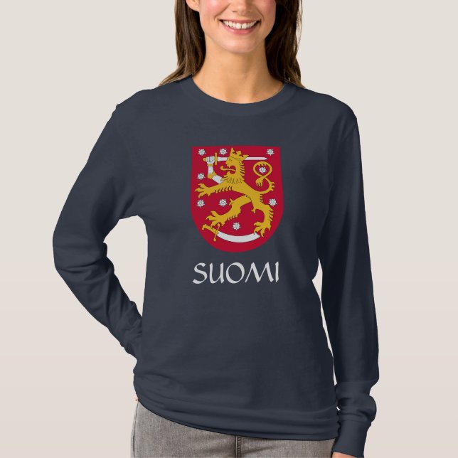 Camiseta Escudo de armas de Finlandia Suomi Long Sleeve T-S (Anverso)
