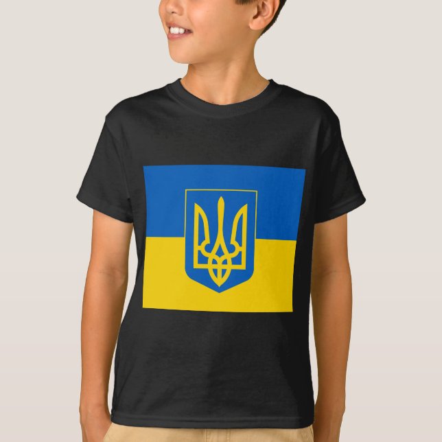Camiseta Escudo de armas y bandera de UCRANIA (Anverso)