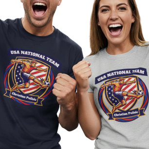 Camiseta Escudo de atleta dinámico de estrella de fútbol de