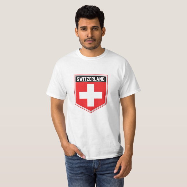 Camiseta Escudo de bandera de Suiza (Anverso completo)