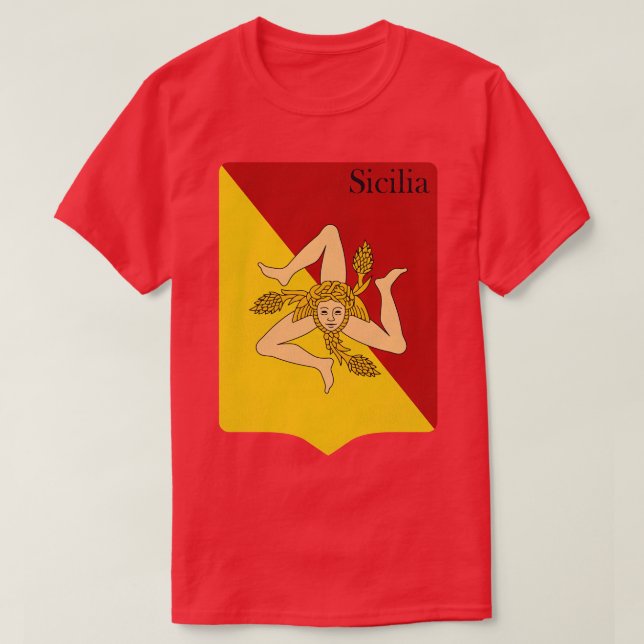 Camiseta Escudo de Brazo en peligro con bandera de Sicilia  (Diseño del anverso)