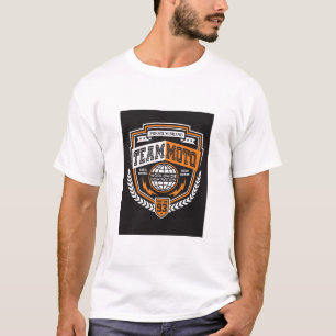 Camiseta Escudo de Carreras de Team Moto 93 Naranja Tee