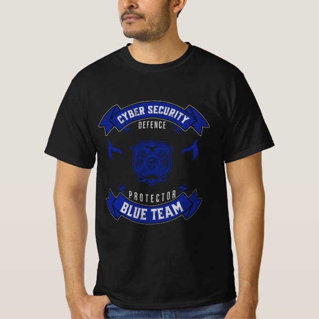 Camiseta Escudo de Cyber Security Blue Team Defender (Anverso)