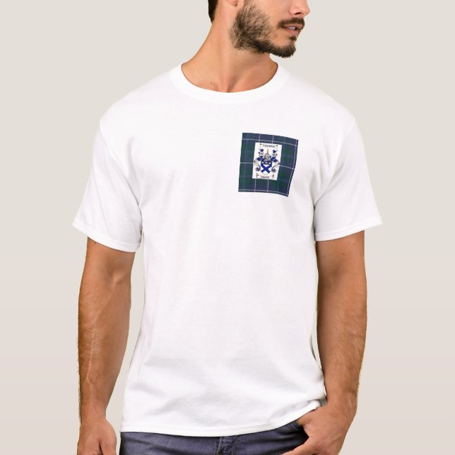 Camiseta Escudo de Kirkpatrick en el tartán del azul de (Anverso)