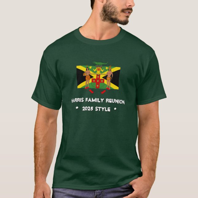 Camiseta Escudo de la bandera jamaiquina de la Reunión de l (Anverso)