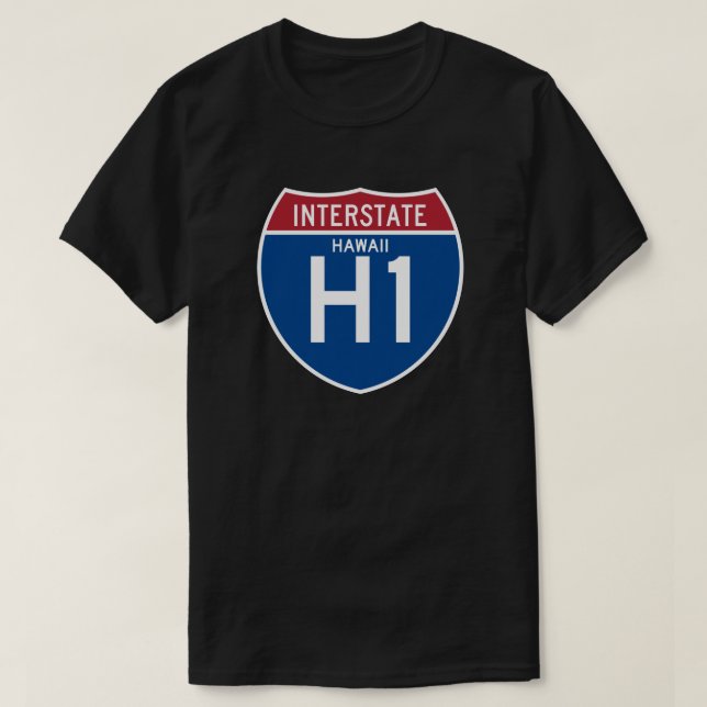 Camiseta Escudo de la carretera nacional de Hawaii HI I-H1 (Diseño del anverso)