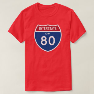 Camiseta Escudo de la carretera nacional de Iowa IA I-80 -