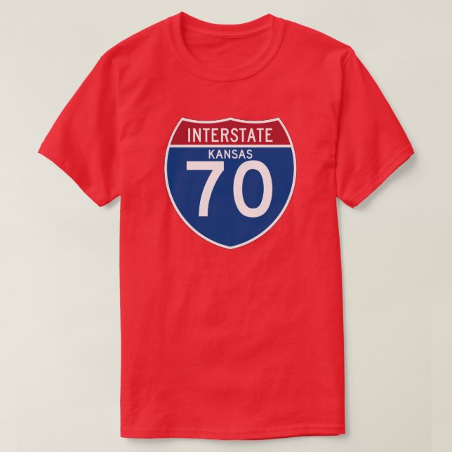 Camiseta Escudo de la carretera nacional de Kansas KS I-70 (Diseño del anverso)