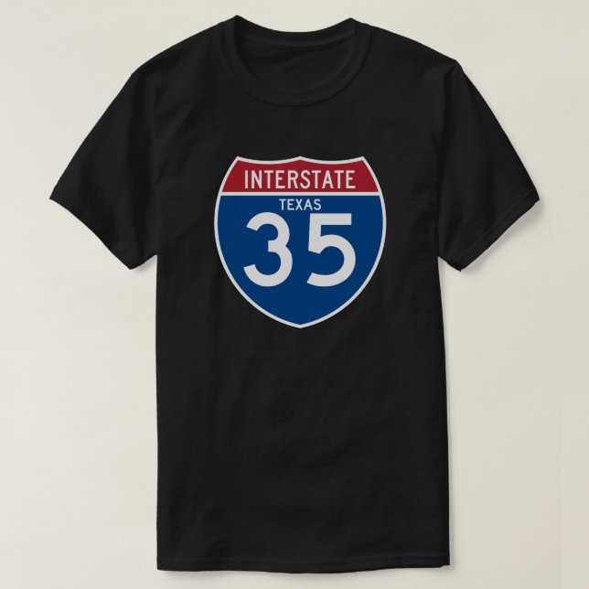 Camiseta Escudo de la carretera nacional de Tejas TX I-35 - (Diseño del anverso)