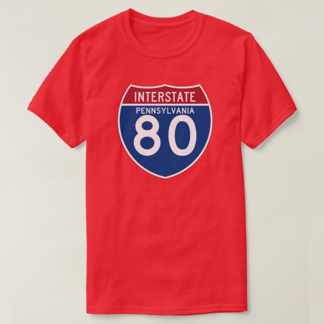Camiseta Escudo de la carretera nacional del PA I-80 de (Diseño del anverso)