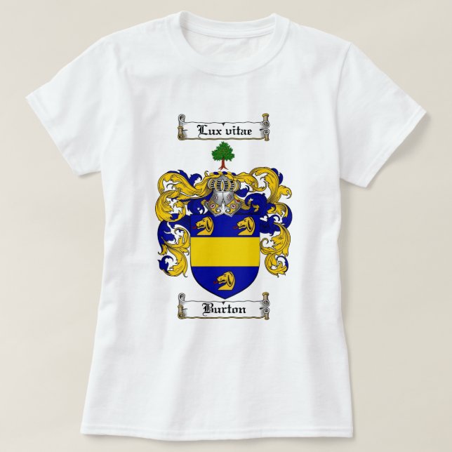 CAMISETA ESCUDO DE LA FAMILIA DE BURTON - ESCUDO DE ARMAS (Diseño del anverso)