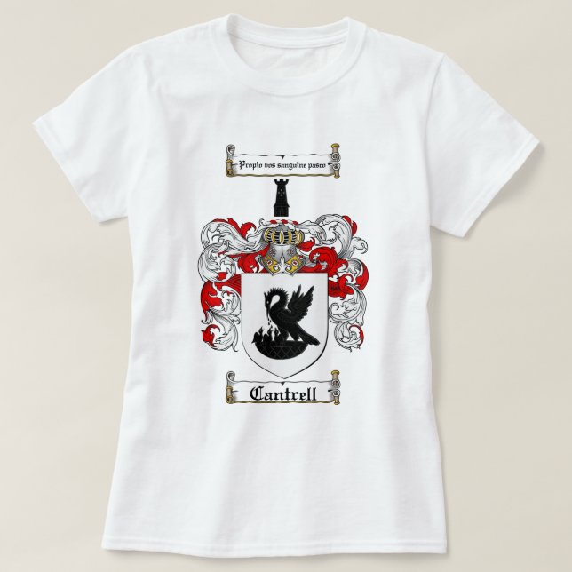 CAMISETA ESCUDO DE LA FAMILIA DE CANTRELL - ESCUDO DE ARMAS (Diseño del anverso)