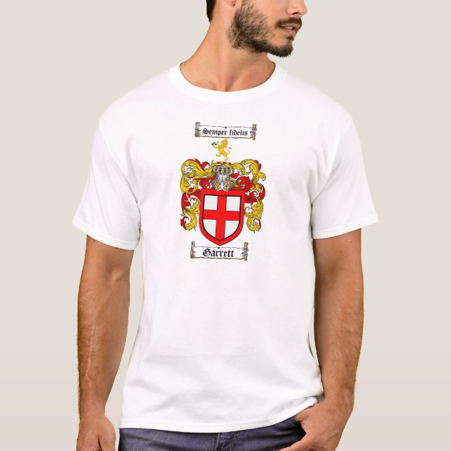 CAMISETA ESCUDO DE LA FAMILIA DE GARRETT - ESCUDO DE ARMAS (Anverso)