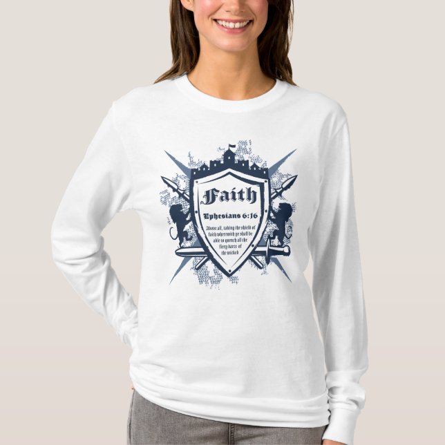 Camiseta Escudo de la fe cristiana Biblia contra efesios (Anverso)