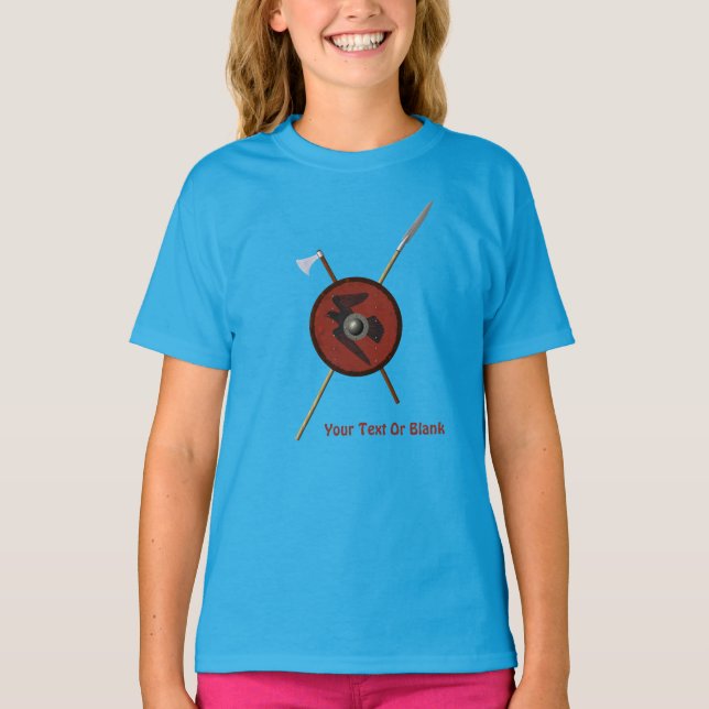 Camiseta Escudo De Raven Viking Y Armas (Anverso)